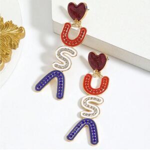 Red and Blue Heart Earrings A1083